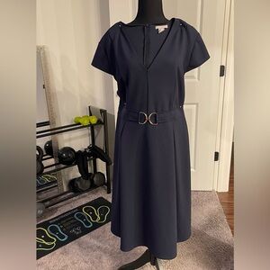 H&M Navy Midi Dress with Belt
